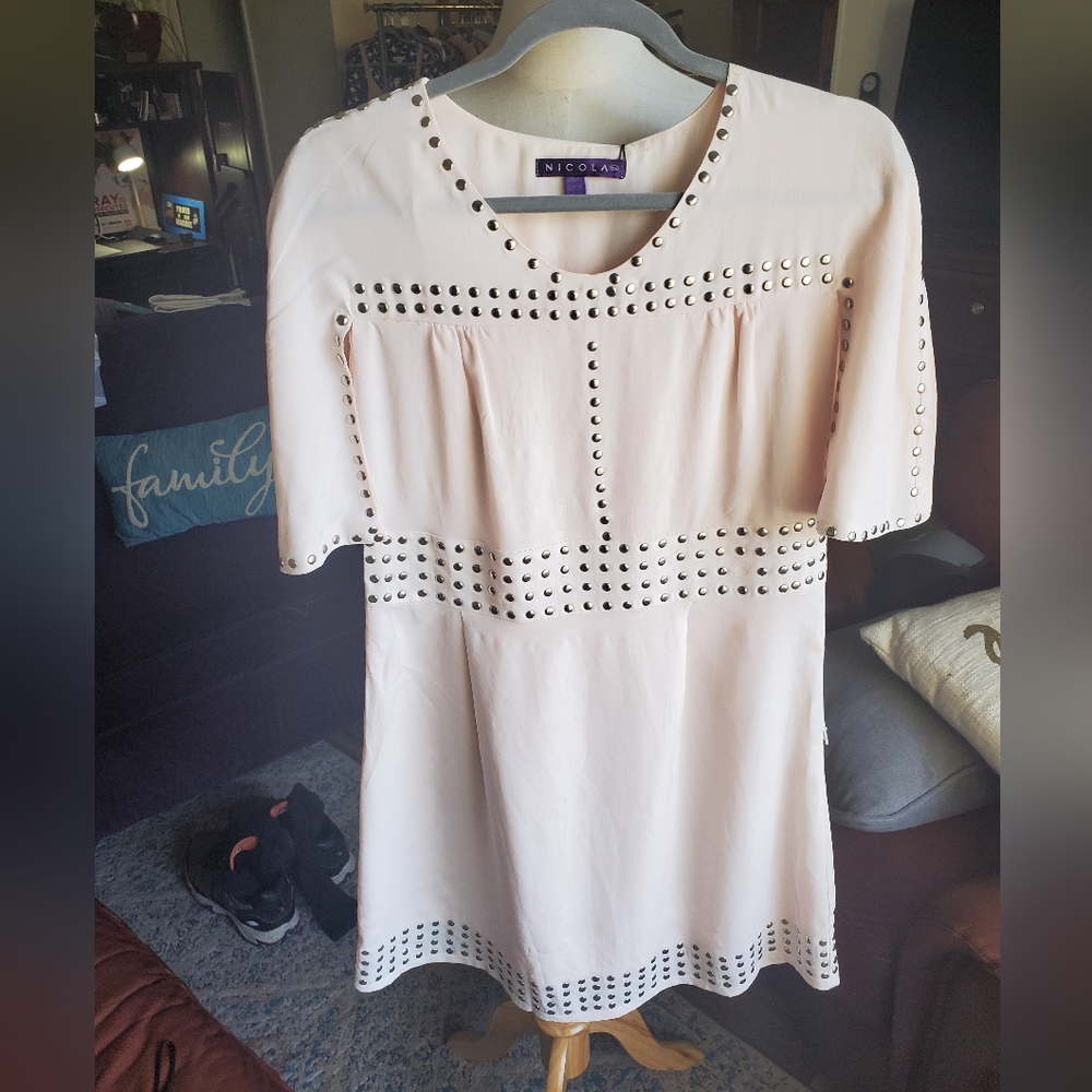 Nichola studded chiffon dress